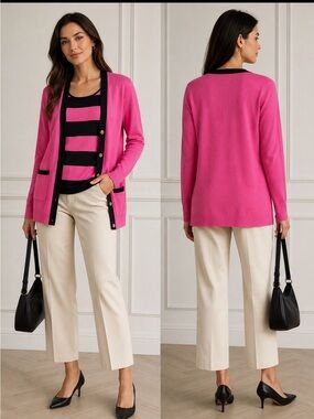 Ralph Lauren Pink and Black Striped Sweater Set